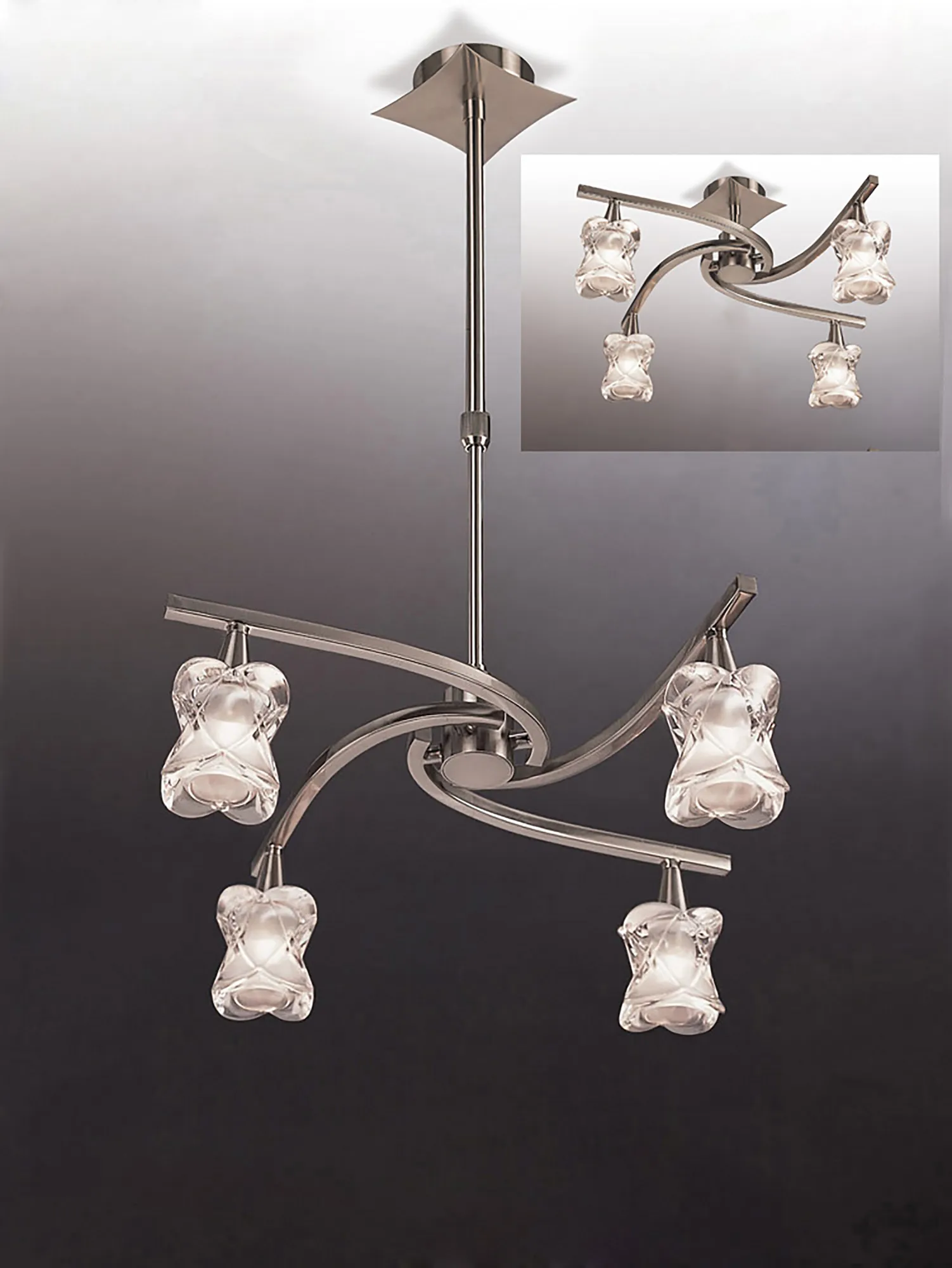 Rosa Satin Nickel Ceiling Lights Mantra Multi Arm Fittings Rosa Satin Nickel Ceiling Lights Mantra Multi Arm Fittings